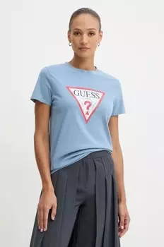 Хлопковая футболка Guess, синий