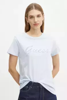 Хлопковая футболка Guess, синий