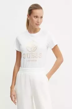 Хлопковая футболка Guess STACIE, белый