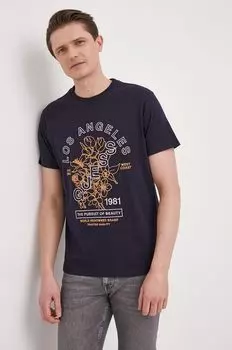 Хлопковая футболка Guess, темно-синий