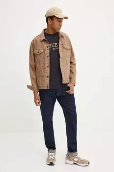 Хлопковая футболка Guess, темно-синий