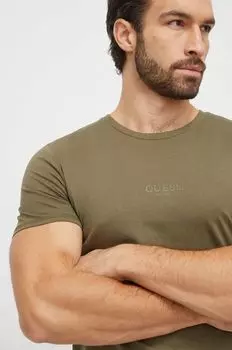 Хлопковая футболка Guess, зеленый