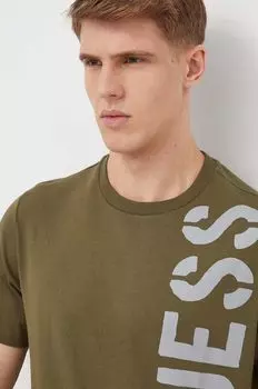 Хлопковая футболка Guess, зеленый