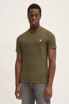 Хлопковая футболка Guess, зеленый