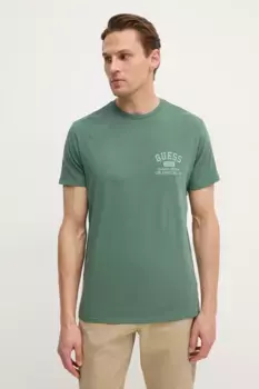 Хлопковая футболка Guess, зеленый