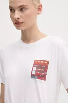 Хлопковая футболка GWENDOLYN Pepe Jeans, белый