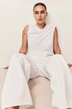 Хлопковая футболка H&M, белый