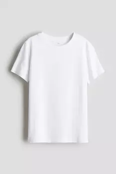 Хлопковая футболка H&M, белый
