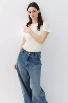 Хлопковая футболка H&M, белый