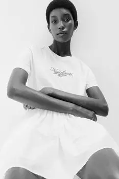 Хлопковая футболка H&M, бежевый