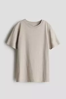 Хлопковая футболка H&M, бежевый