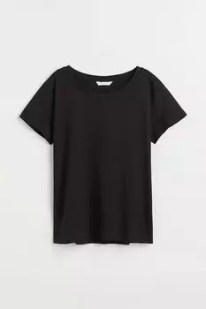 Хлопковая футболка H&M, черный