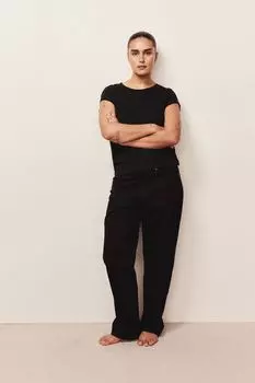 Хлопковая футболка H&M, черный