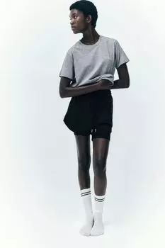 Хлопковая футболка H&M, серый