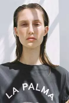 Хлопковая футболка H&M, серый