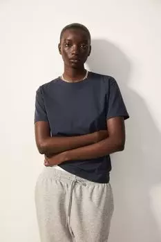 Хлопковая футболка H&M, синий