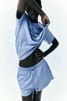 Хлопковая футболка H&M, синий