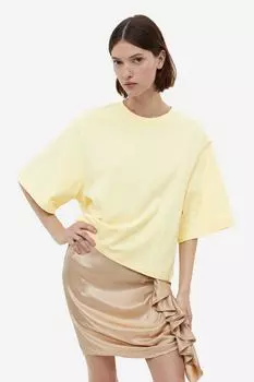 Хлопковая футболка H&M, светло-желтого