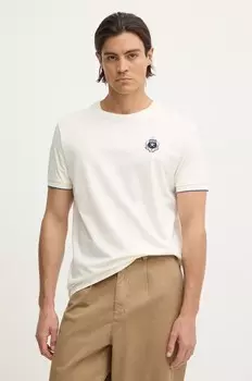 Хлопковая футболка Hackett London, бежевый