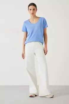 Хлопковая футболка Hari с широким вырезом Hush, синий