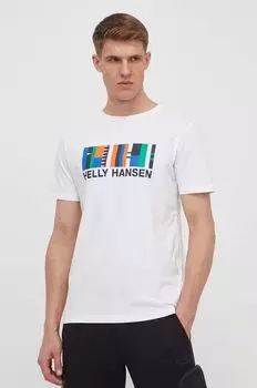 Хлопковая футболка Helly Hansen, белый
