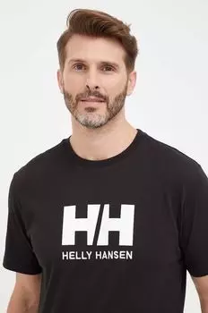 Хлопковая футболка Helly Hansen, черный