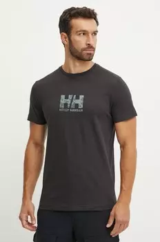 Хлопковая футболка Helly Hansen, черный