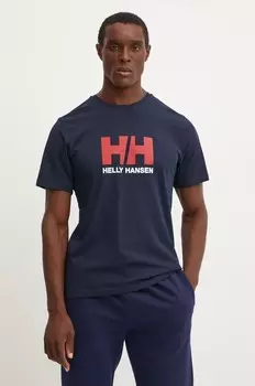 Хлопковая футболка Helly Hansen HH LOGO, темно-синий