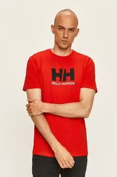 Хлопковая футболка Helly Hansen, красный