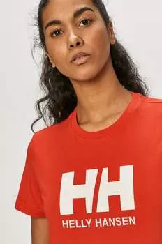Хлопковая футболка Helly Hansen, красный