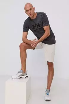 Хлопковая футболка Helly Hansen, серый