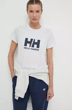 Хлопковая футболка Helly Hansen, серый