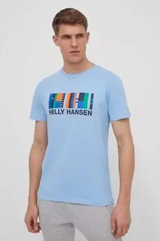 Хлопковая футболка Helly Hansen, синий