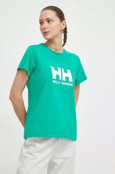 Хлопковая футболка Helly Hansen, зеленый