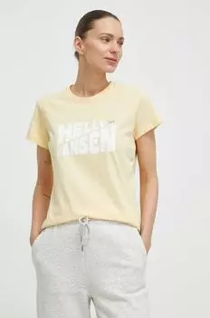 Хлопковая футболка Helly Hansen, желтый