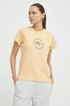 Хлопковая футболка Helly Hansen, желтый