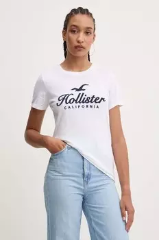 Хлопковая футболка Hollister Co., белый