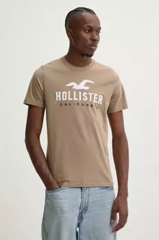 Хлопковая футболка Hollister Co., коричневый