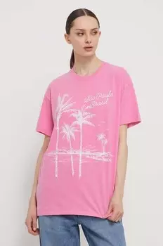Хлопковая футболка Hollister Co., розовый
