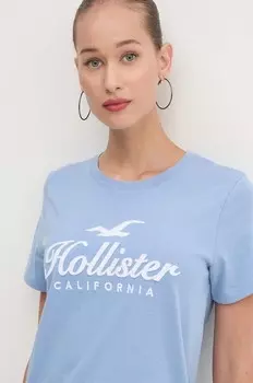 Хлопковая футболка Hollister Co., синий