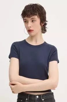 Хлопковая футболка Hollister Co., темно-синий