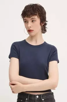 Хлопковая футболка Hollister Co., темно-синий