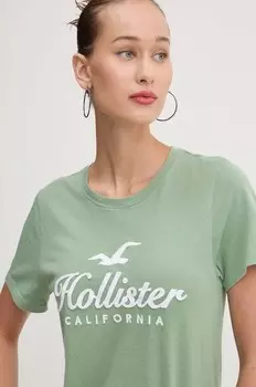 Хлопковая футболка Hollister Co., зеленый
