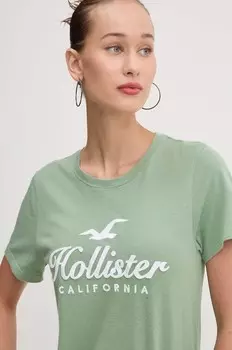 Хлопковая футболка Hollister Co., зеленый