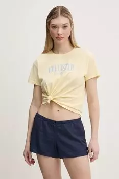 Хлопковая футболка Hollister Co., желтый