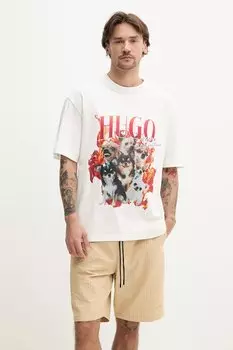 Хлопковая футболка Hugo, белый