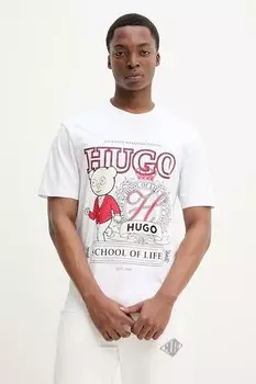 Хлопковая футболка Hugo, белый