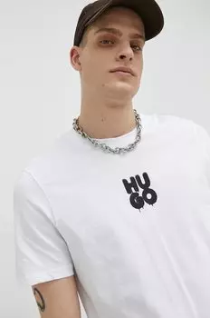 Хлопковая футболка Hugo, белый