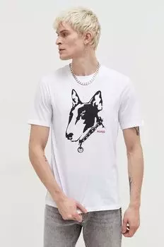 Хлопковая футболка Hugo, белый