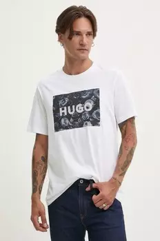 Хлопковая футболка Hugo, белый